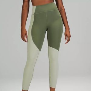 NWT Lululemon Nulu Colour Block High Rise 25" Legging Size 4 Green Twill